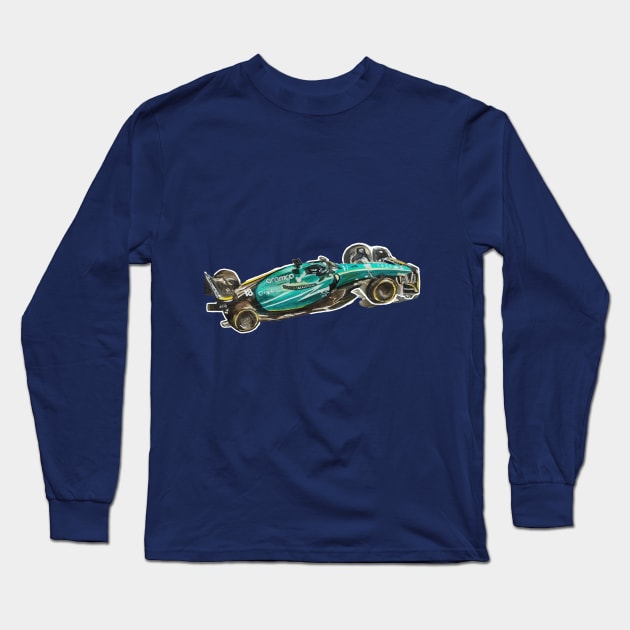 Racing Car in watercolours pattern illustration, Formula 1 watercolours Long Sleeve T-Shirt by Ala Lopatniov